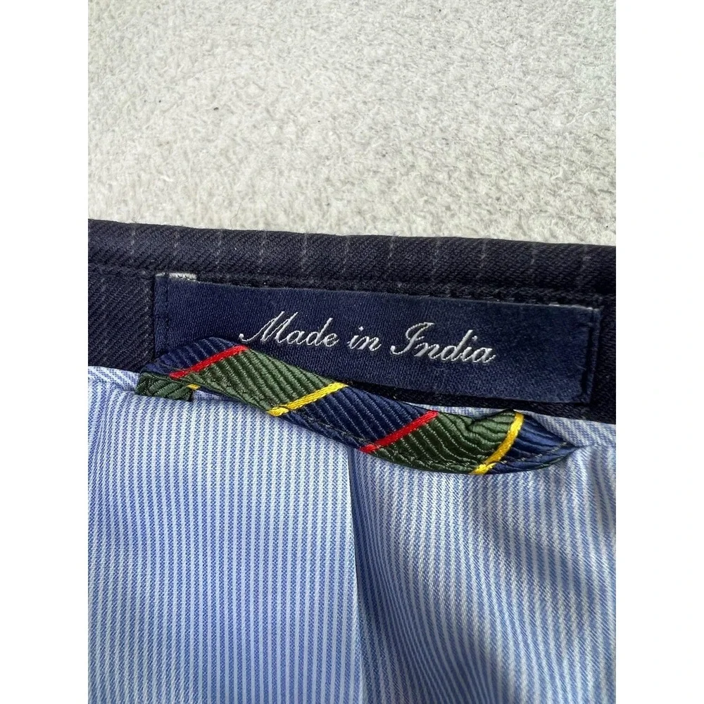 Lands' End Blazer Mens 38R Blue Pinstripe Wool Tailored Fit Sport Coat 2 Button